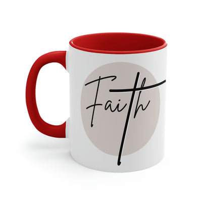 Two-tone Accent Ceramic Mug 11oz Faith Illustration - Decorative | Ceramic Mugs