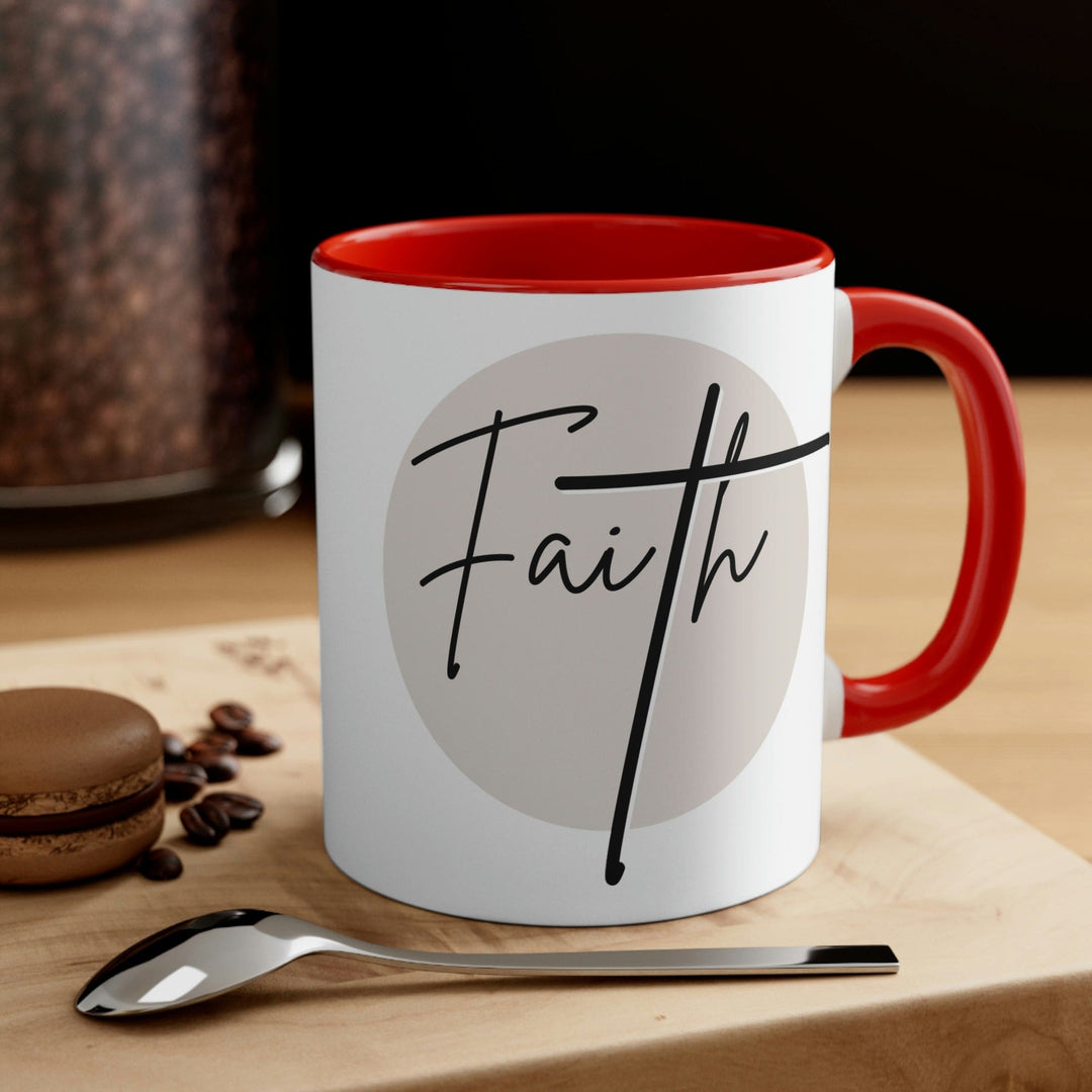 Two-tone Accent Ceramic Mug 11oz Faith Illustration - Decorative | Ceramic Mugs