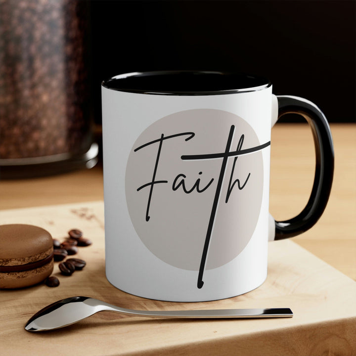 Two-tone Accent Ceramic Mug 11oz Faith Illustration - Decorative | Ceramic Mugs