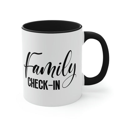 Two-tone Accent Ceramic Mug 11oz Family Check In Reunion Fun (black Print)