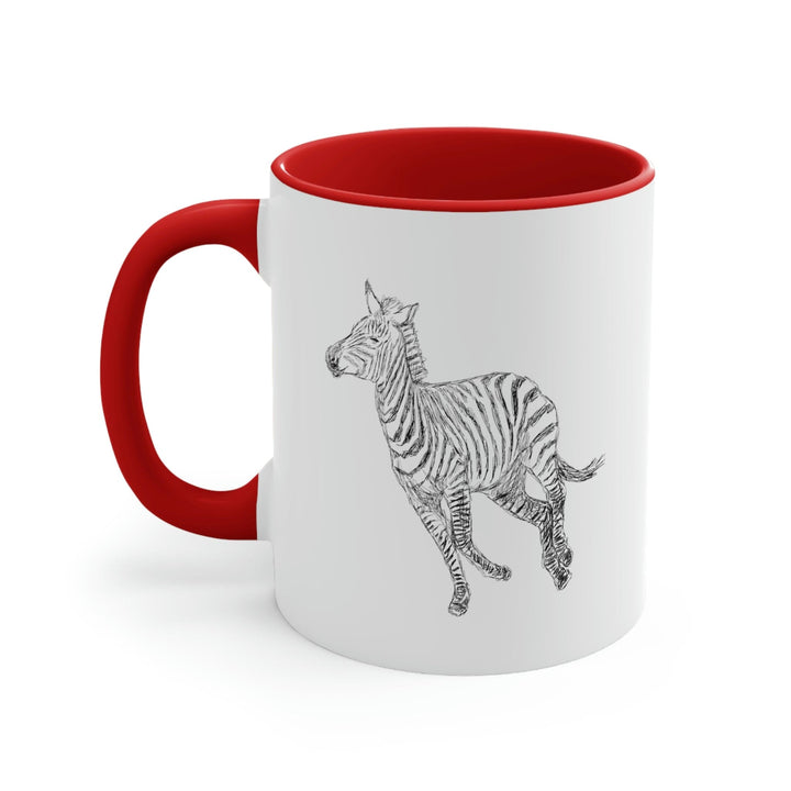 Two-tone Accent Ceramic Mug 11oz Galloping Zebra Line Art Drawing Print