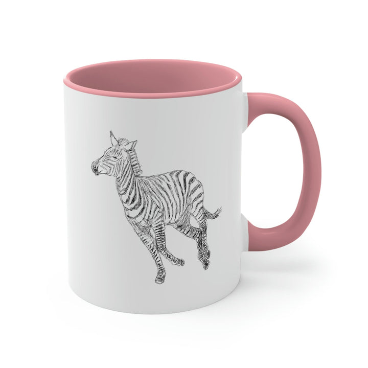 Two-tone Accent Ceramic Mug 11oz Galloping Zebra Line Art Drawing Print