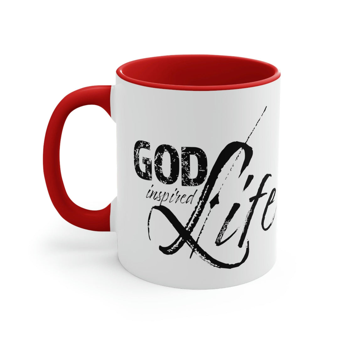 Two-tone Accent Ceramic Mug 11oz - God Inspired Life Inspirational Quote Bible