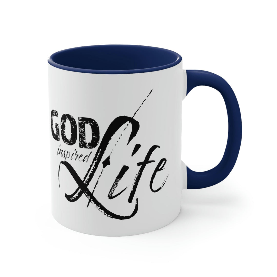 Two-tone Accent Ceramic Mug 11oz - God Inspired Life Inspirational Quote Bible