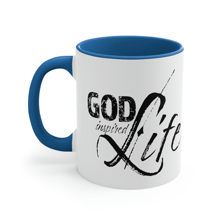 Two-tone Accent Ceramic Mug 11oz - God Inspired Life Inspirational Quote Bible