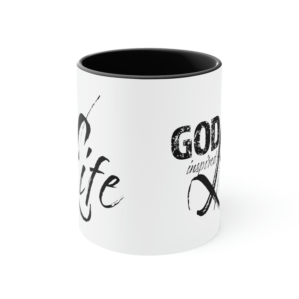 Two-tone Accent Ceramic Mug 11oz God Inspired Life Inspirational Quote Bible