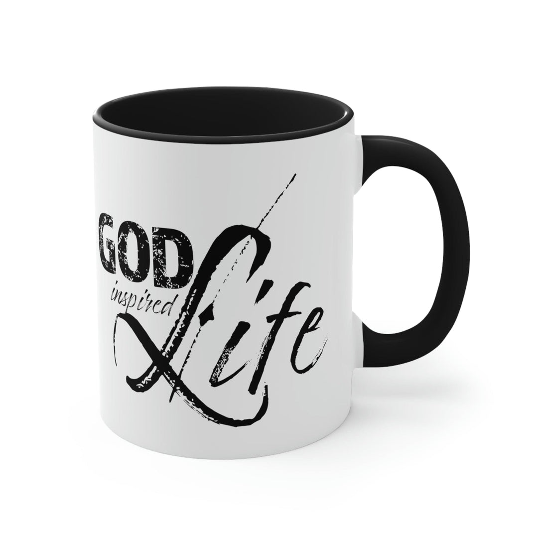 Two-tone Accent Ceramic Mug 11oz God Inspired Life Inspirational Quote Bible