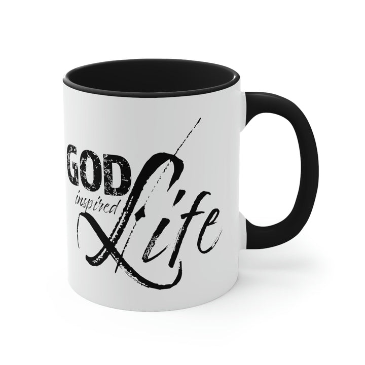 Two-tone Accent Ceramic Mug 11oz - God Inspired Life Inspirational Quote Bible