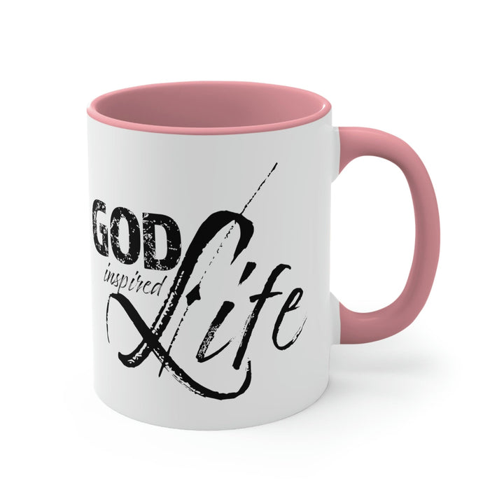 Two-tone Accent Ceramic Mug 11oz - God Inspired Life Inspirational Quote Bible