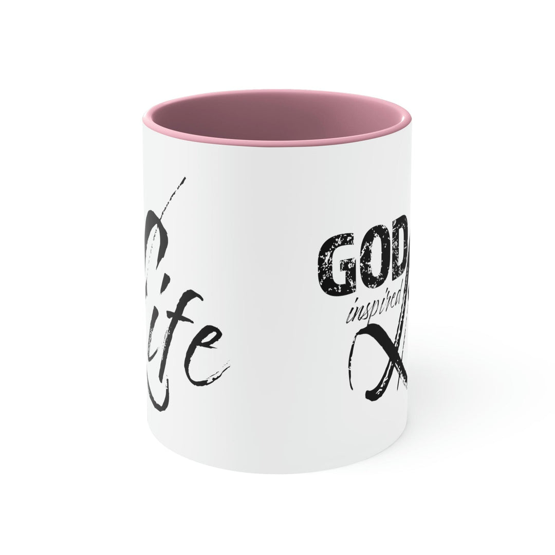 Two-tone Accent Ceramic Mug 11oz - God Inspired Life Inspirational Quote Bible