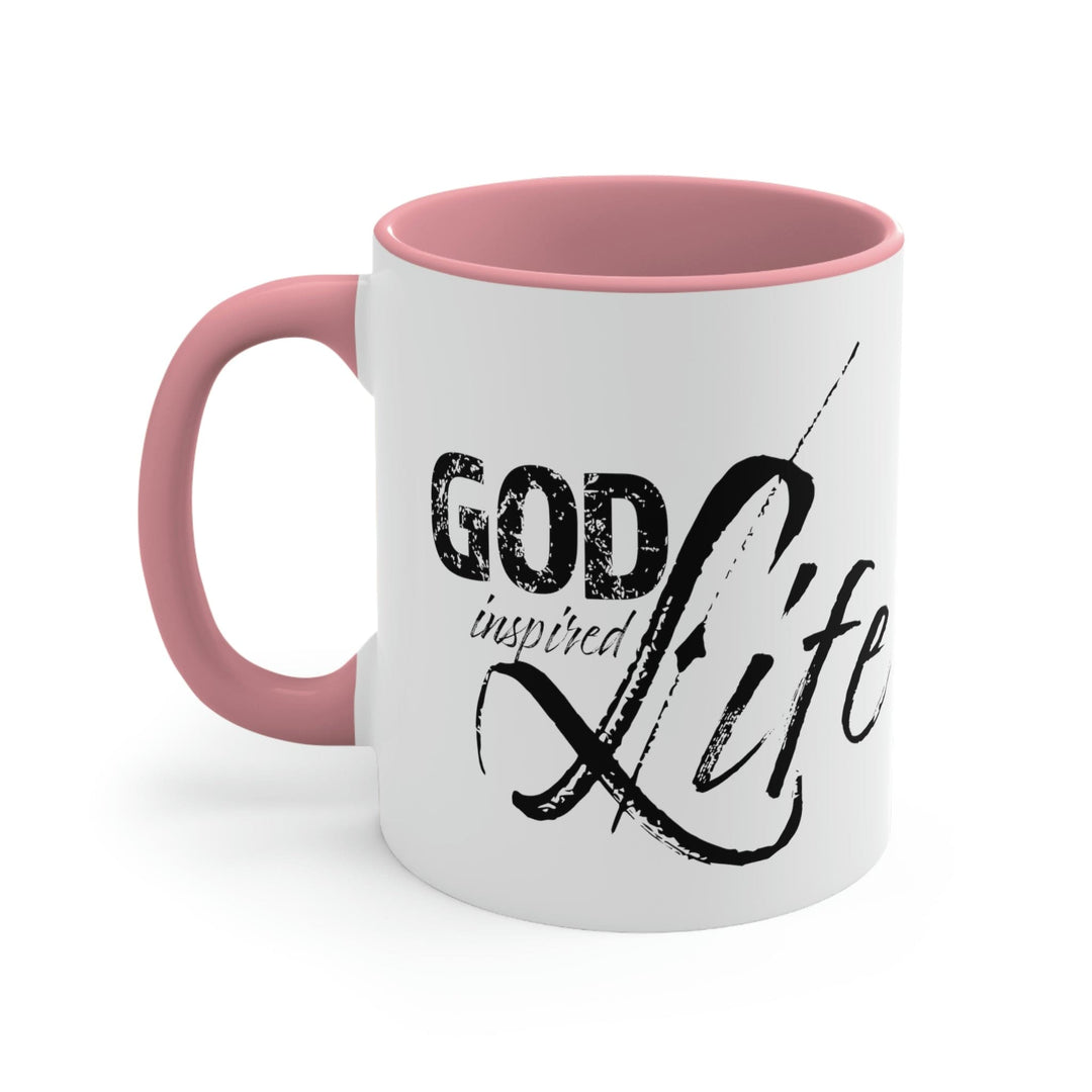 Two-tone Accent Ceramic Mug 11oz - God Inspired Life Inspirational Quote Bible