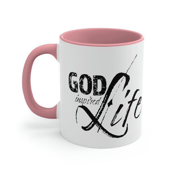 Two-tone Accent Ceramic Mug 11oz - God Inspired Life Inspirational Quote Bible