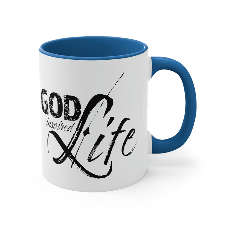 Two-tone Accent Ceramic Mug 11oz - God Inspired Life Inspirational Quote Bible