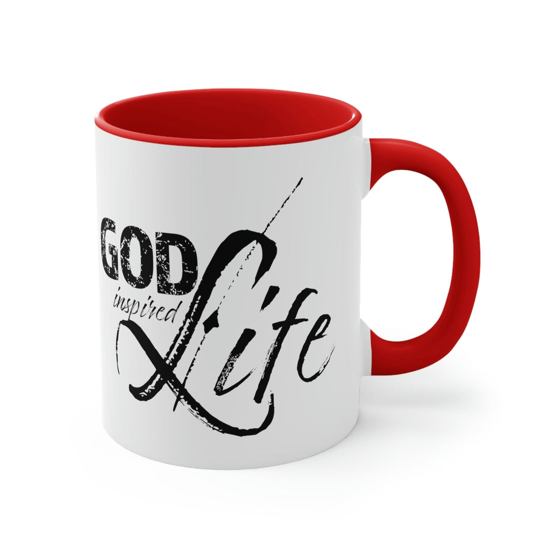 Two-tone Accent Ceramic Mug 11oz - God Inspired Life Inspirational Quote Bible