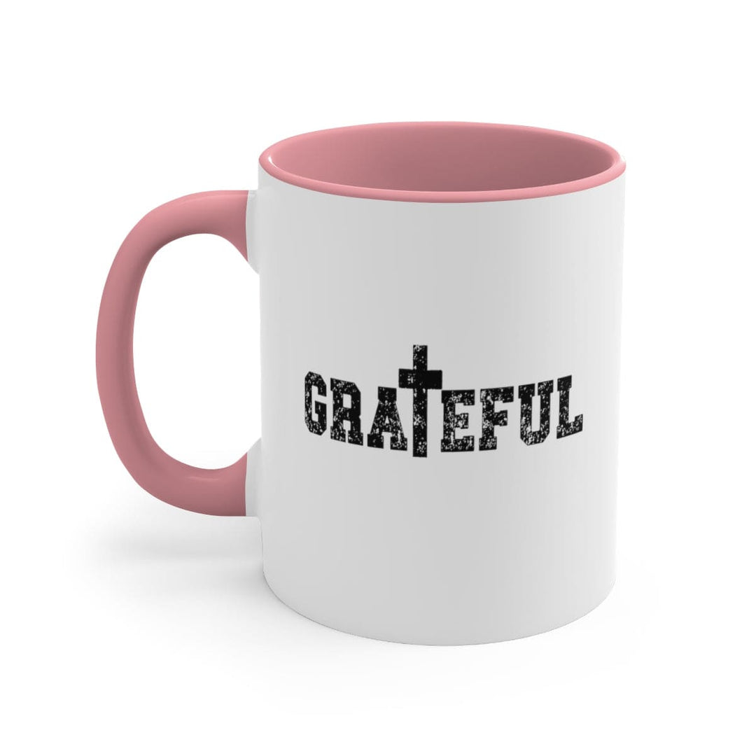 Two-tone Accent Ceramic Mug 11oz - Grateful Christian Inspiration Affirmation