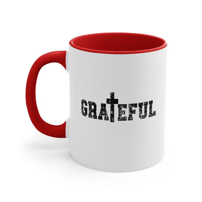 Two - tone Accent Ceramic Mug 11oz Grateful Christian Inspiration Affirmation