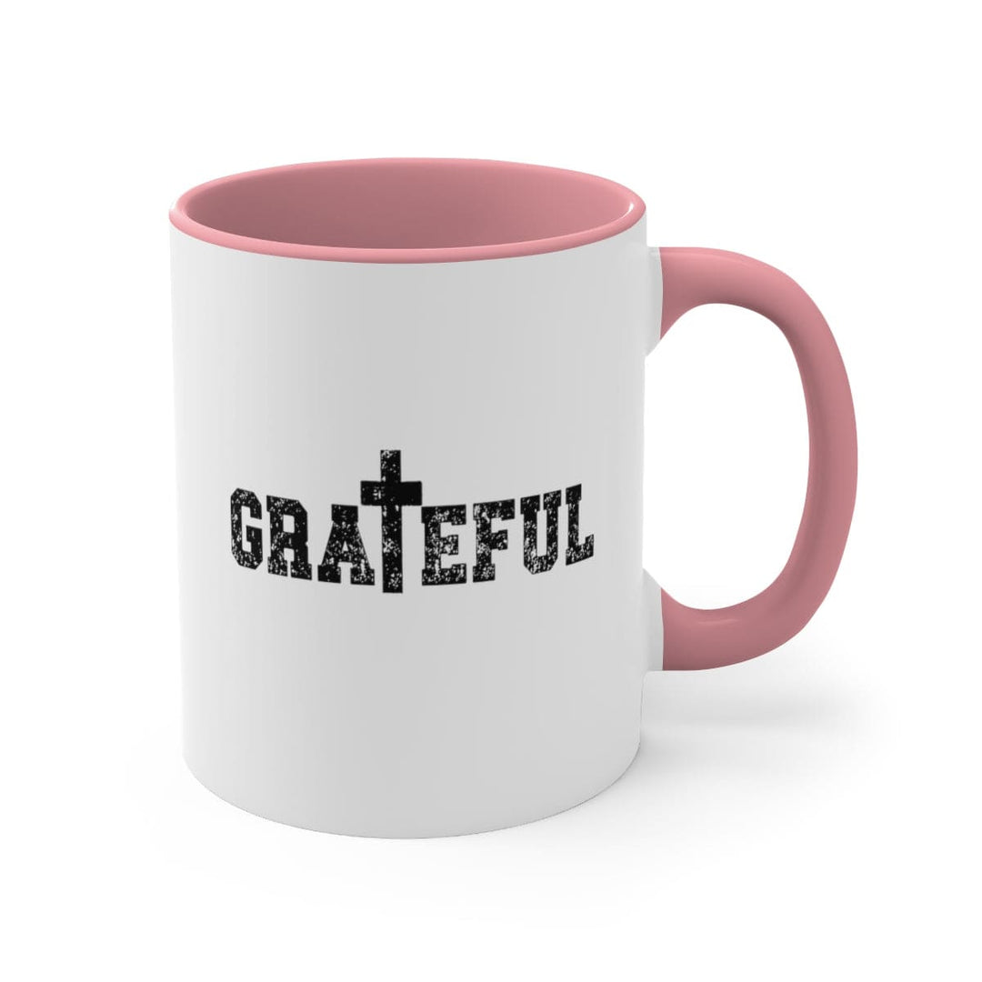 Two-tone Accent Ceramic Mug 11oz - Grateful Christian Inspiration Affirmation