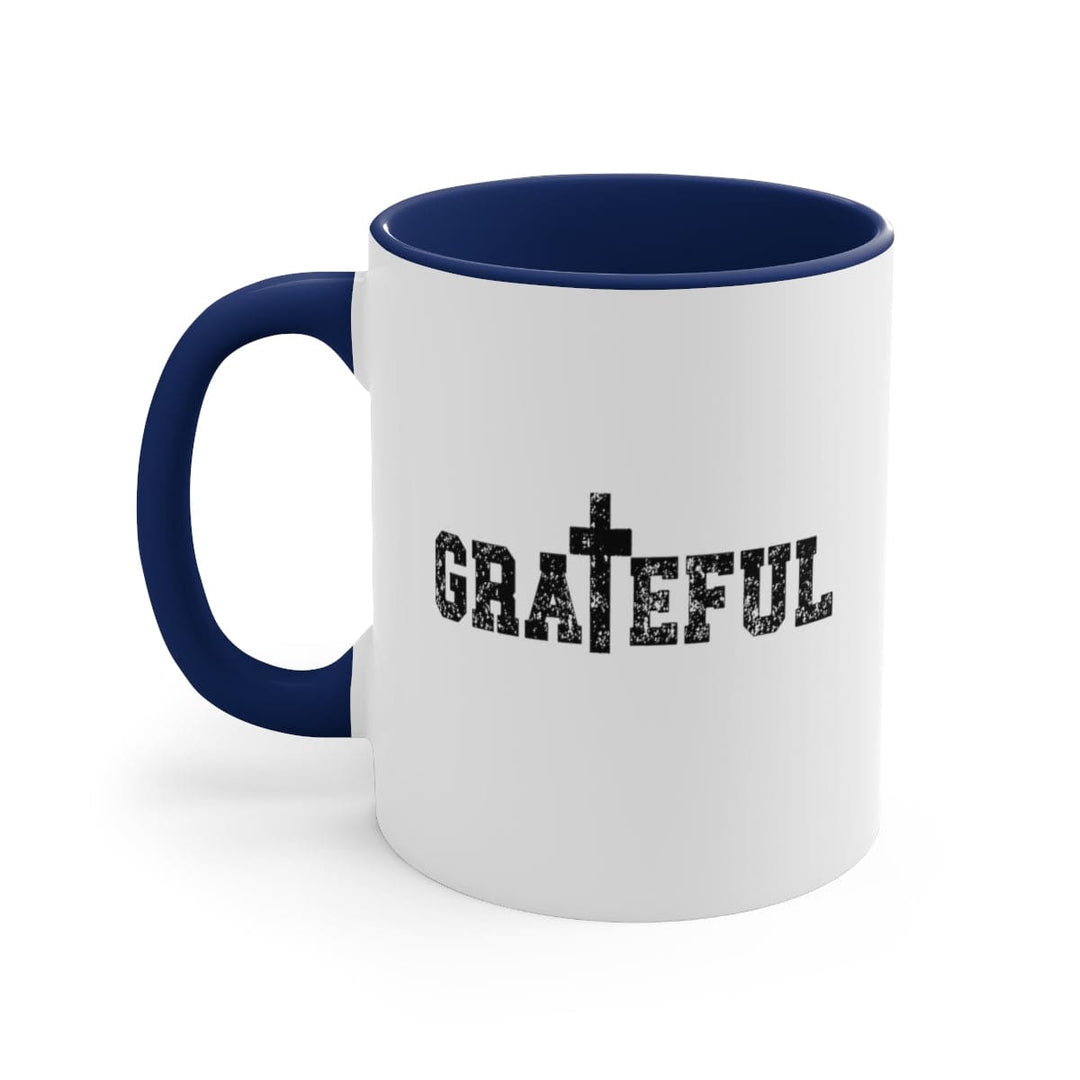 Two-tone Accent Ceramic Mug 11oz - Grateful Christian Inspiration Affirmation