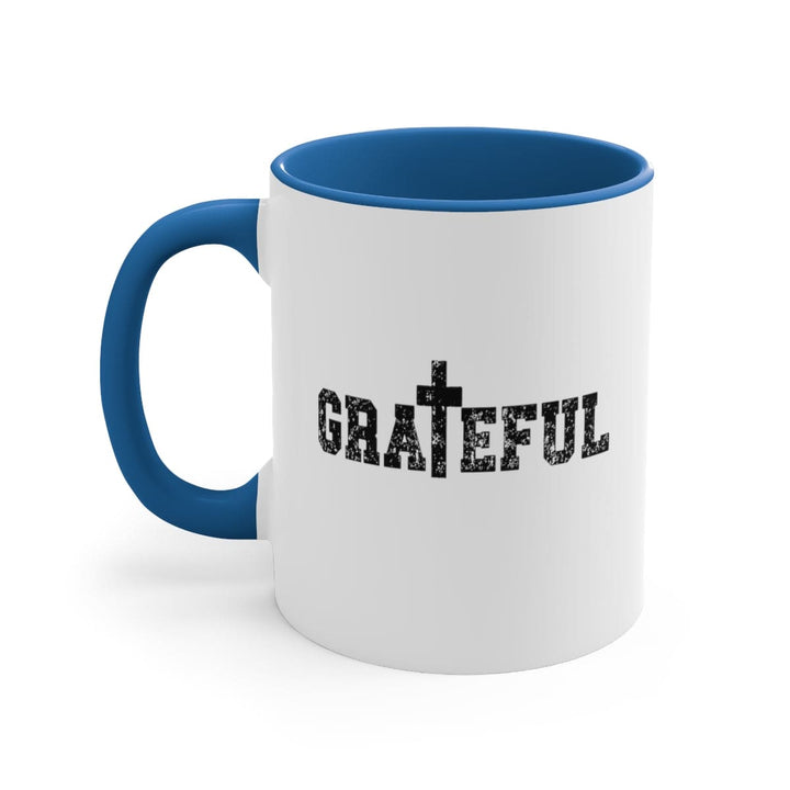 Two-tone Accent Ceramic Mug 11oz - Grateful Christian Inspiration Affirmation