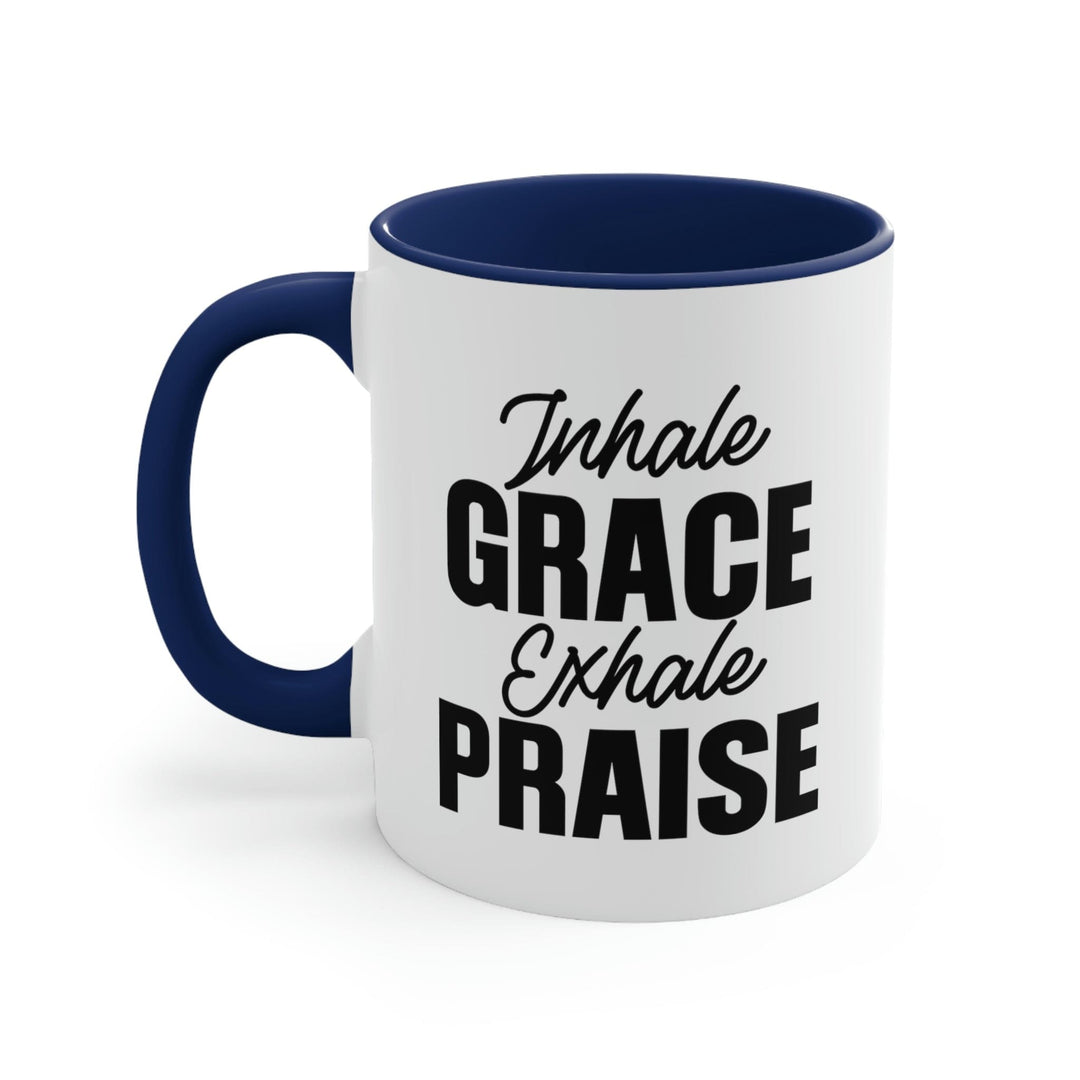 Two-tone Accent Ceramic Mug 11oz Inhale Grace Exhale Praise - Christian