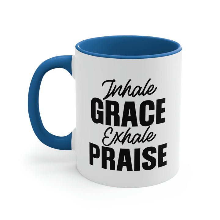 Two-tone Accent Ceramic Mug 11oz Inhale Grace Exhale Praise - Christian