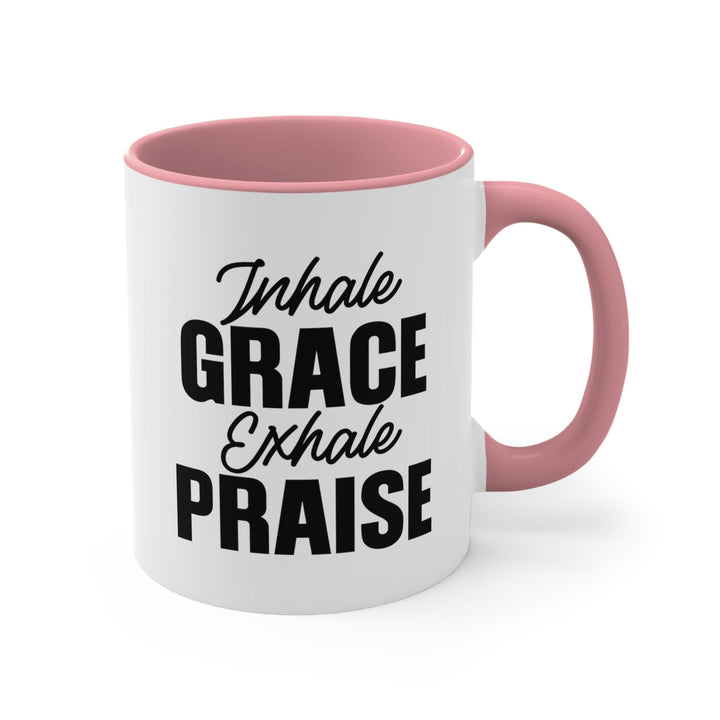 Two-tone Accent Ceramic Mug 11oz Inhale Grace Exhale Praise - Christian