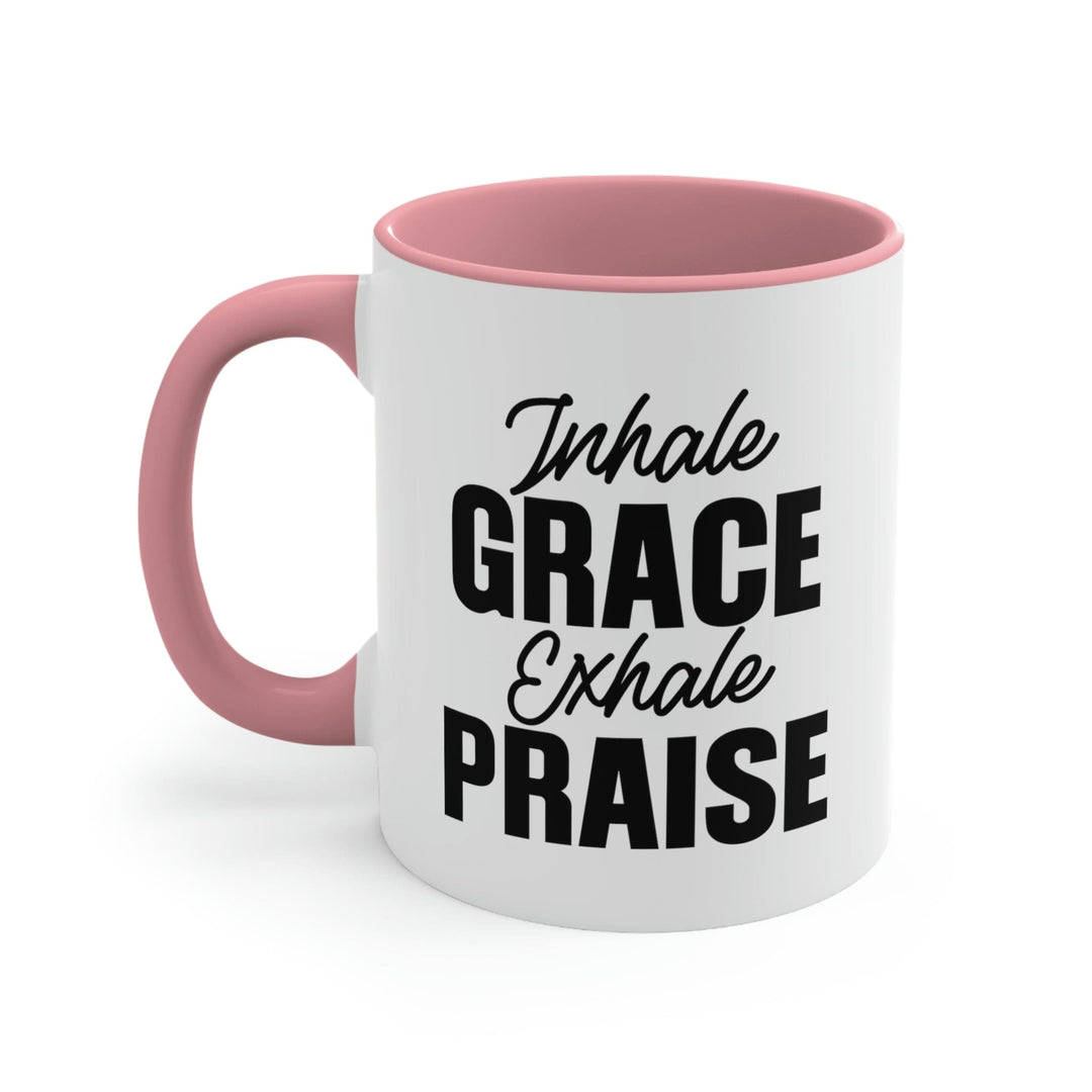 Two-tone Accent Ceramic Mug 11oz Inhale Grace Exhale Praise - Christian