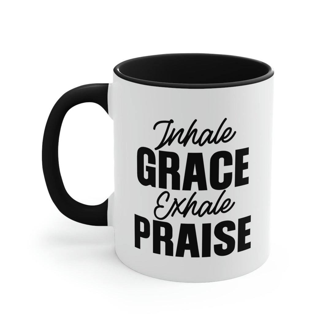 Two-tone Accent Ceramic Mug 11oz Inhale Grace Exhale Praise - Christian