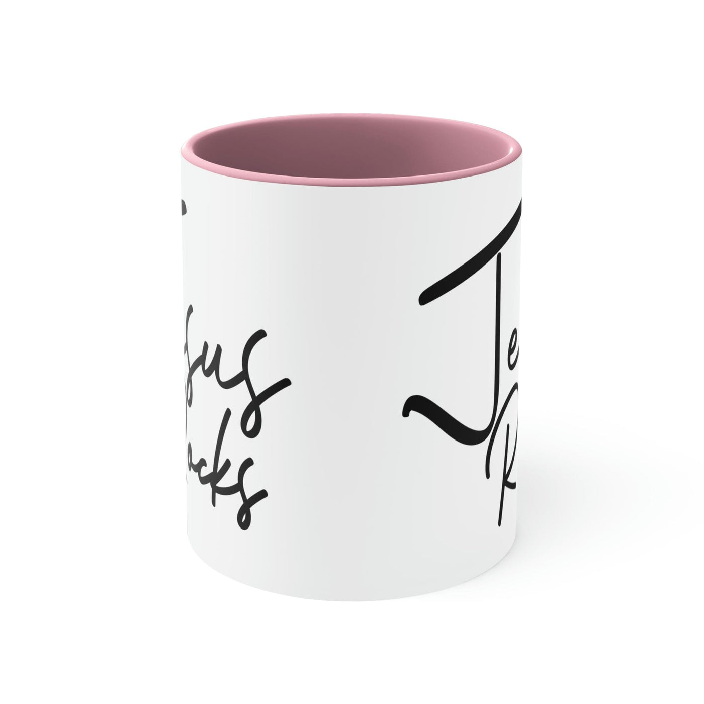 Two-tone Accent Ceramic Mug 11oz Jesus Rocks Illustration - Decorative