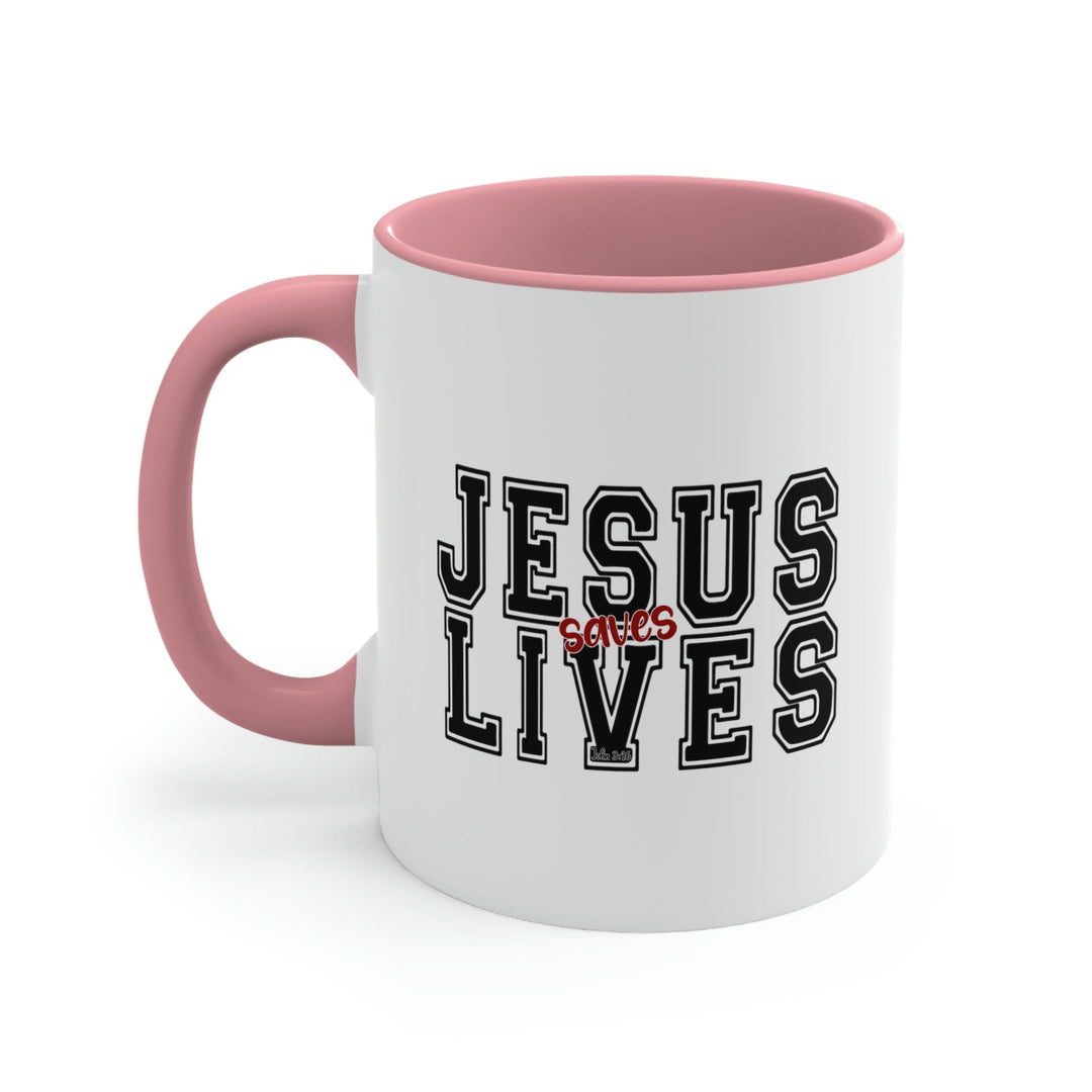 Two-tone Accent Ceramic Mug 11oz Jesus Saves Lives Christian Inspiration