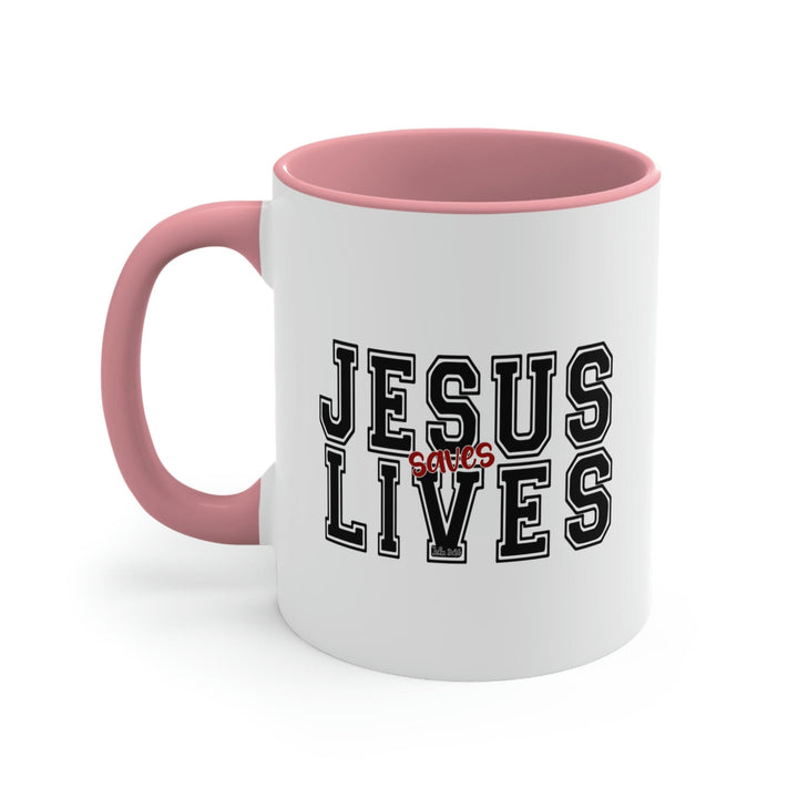 Two-tone Accent Ceramic Mug 11oz Jesus Saves Lives Christian Inspiration