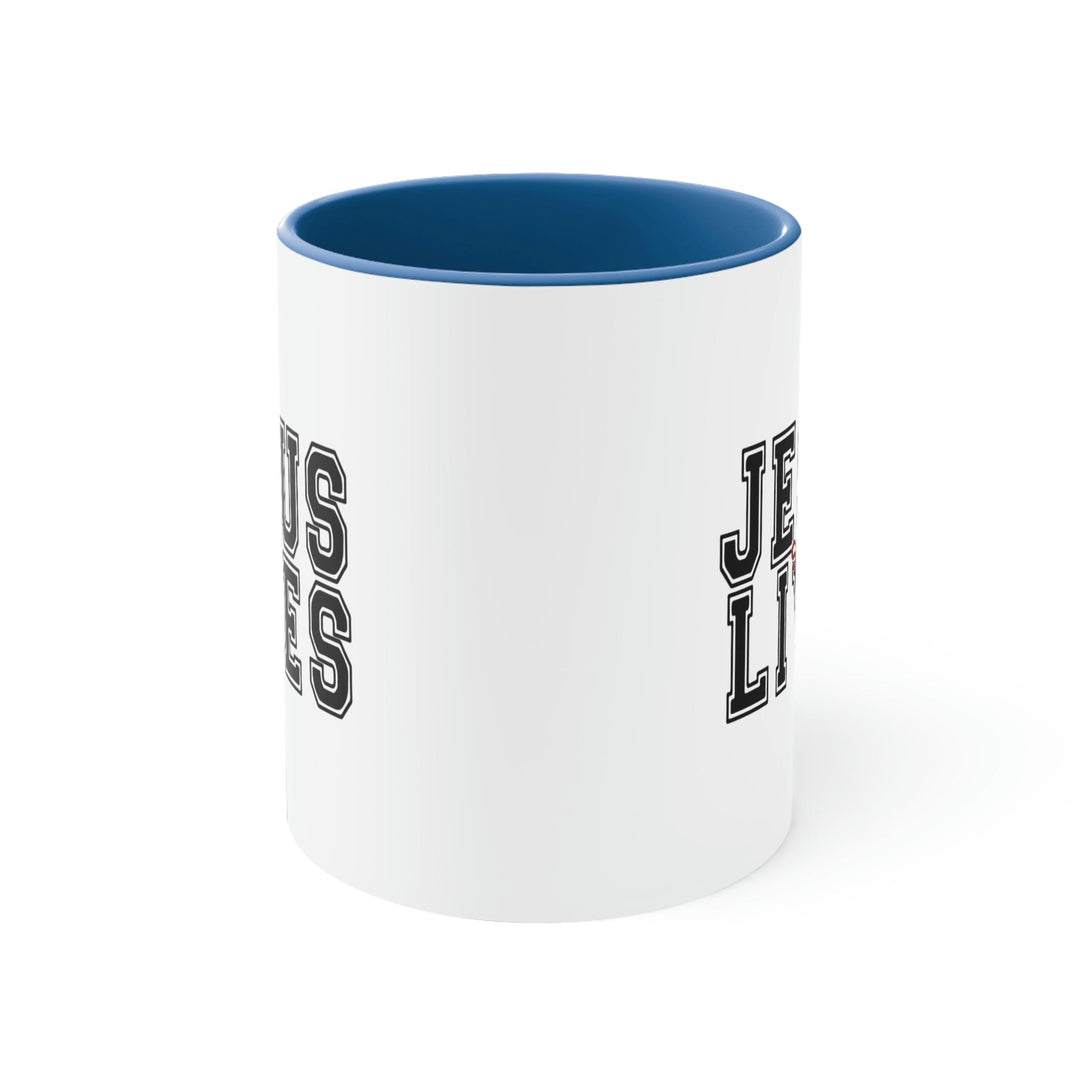 Two-tone Accent Ceramic Mug 11oz Jesus Saves Lives Christian Inspiration