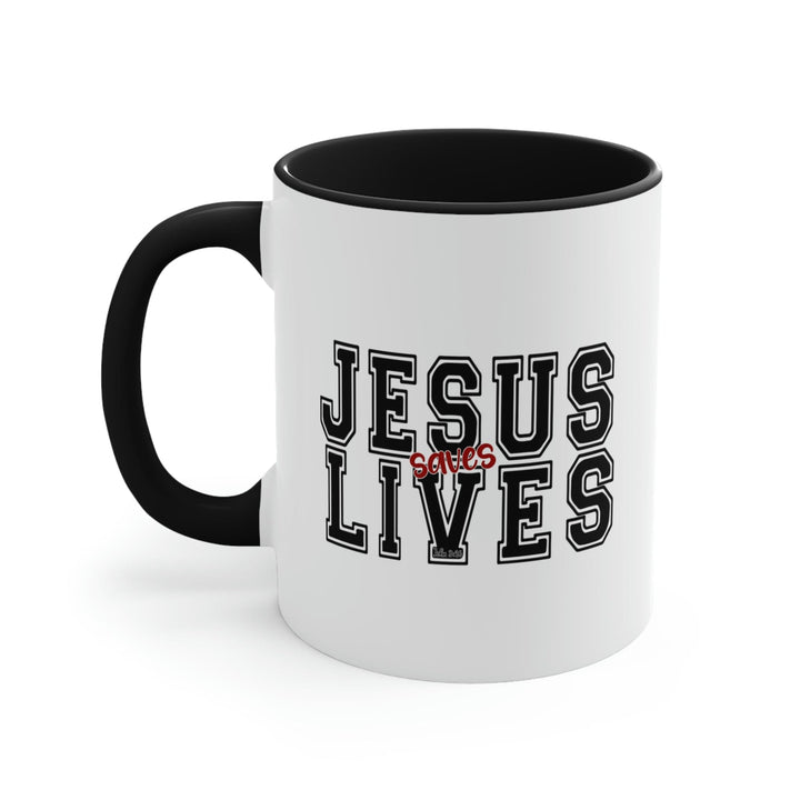 Two-tone Accent Ceramic Mug 11oz Jesus Saves Lives Christian Inspiration