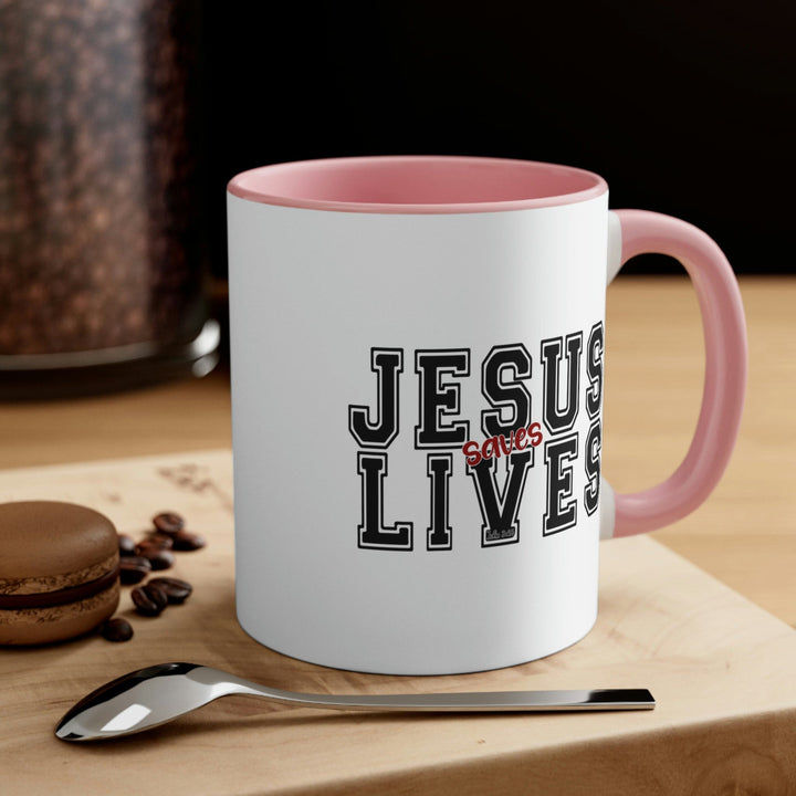 Two-tone Accent Ceramic Mug 11oz Jesus Saves Lives Christian Inspiration