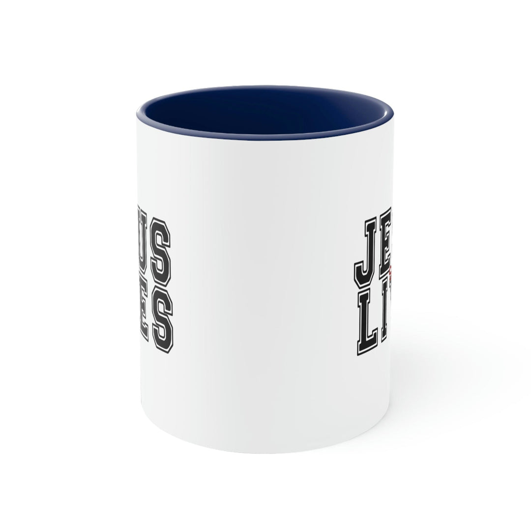 Two-tone Accent Ceramic Mug 11oz Jesus Saves Lives Christian Inspiration