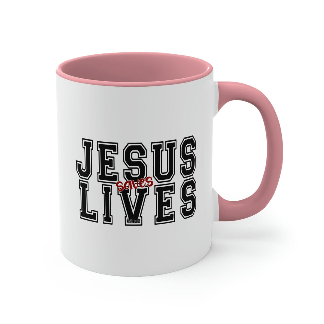 Two-tone Accent Ceramic Mug 11oz Jesus Saves Lives Christian Inspiration