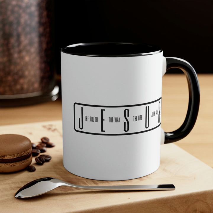 Two-tone Accent Ceramic Mug 11oz Jesus the Truth the Way the Life Illustration