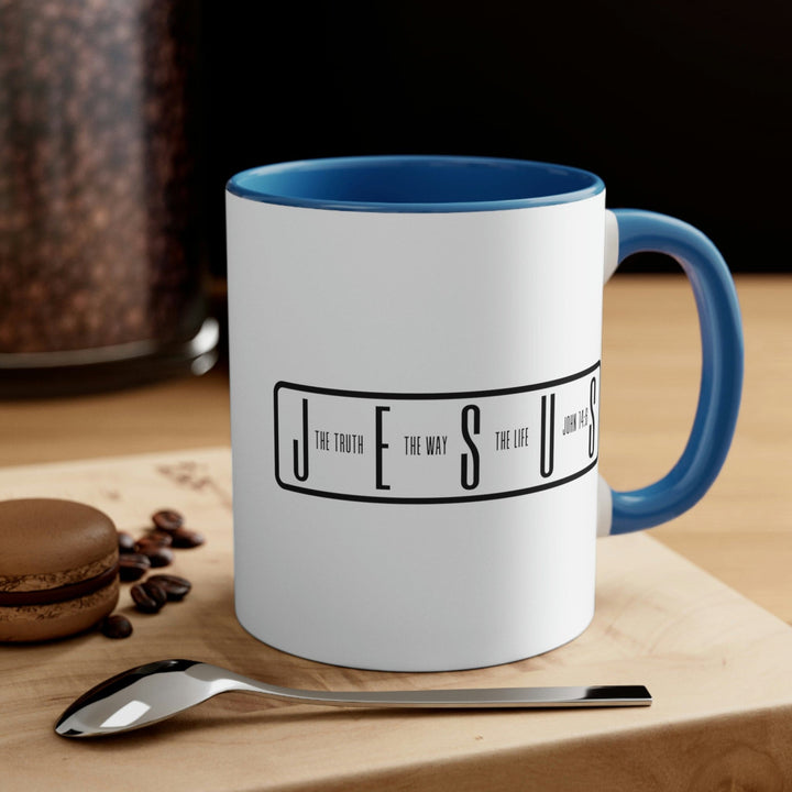 Two-tone Accent Ceramic Mug 11oz Jesus the Truth the Way the Life Illustration