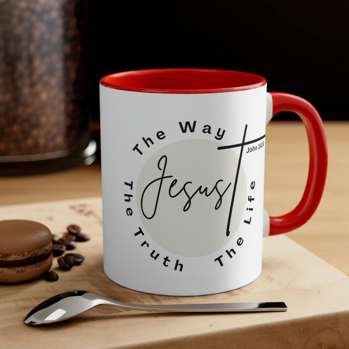 Two-tone Accent Ceramic Mug 11oz Jesus the Way the Truth the Life Illustration