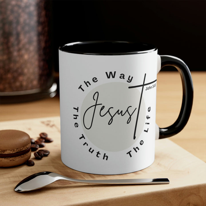 Two-tone Accent Ceramic Mug 11oz Jesus the Way the Truth the Life Illustration