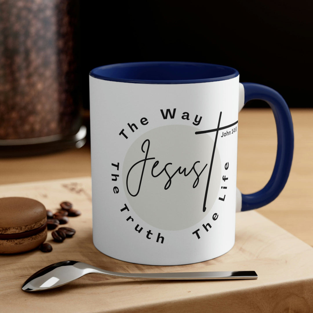 Two-tone Accent Ceramic Mug 11oz Jesus the Way the Truth the Life Illustration