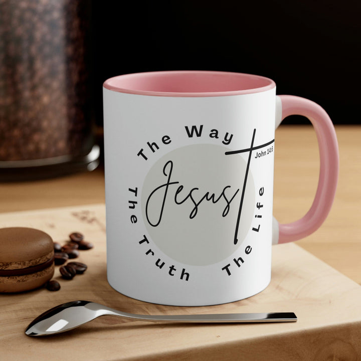 Two-tone Accent Ceramic Mug 11oz Jesus the Way the Truth the Life Illustration