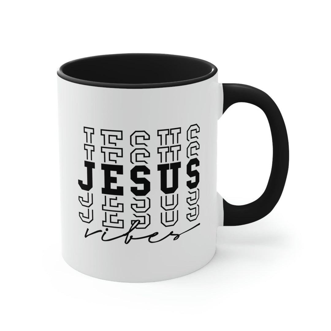 Two-tone Accent Ceramic Mug 11oz Jesus Vibes Christian Inspiration - Decorative