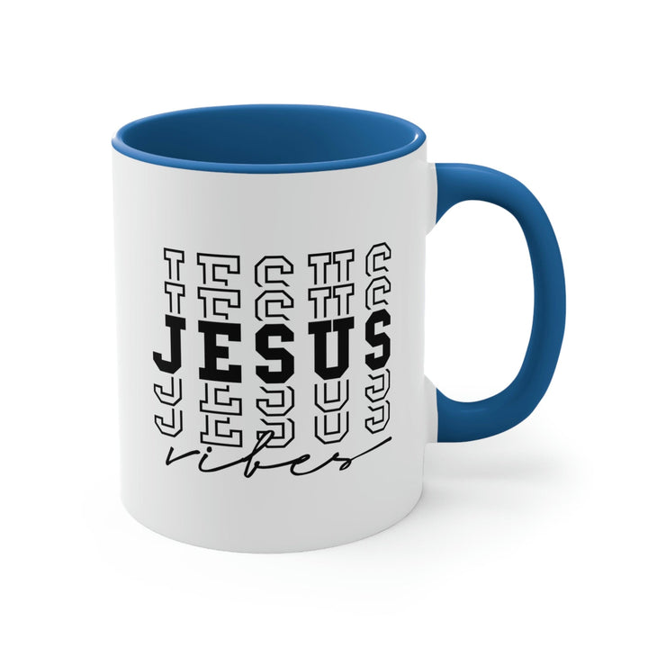 Two-tone Accent Ceramic Mug 11oz Jesus Vibes Christian Inspiration - Decorative