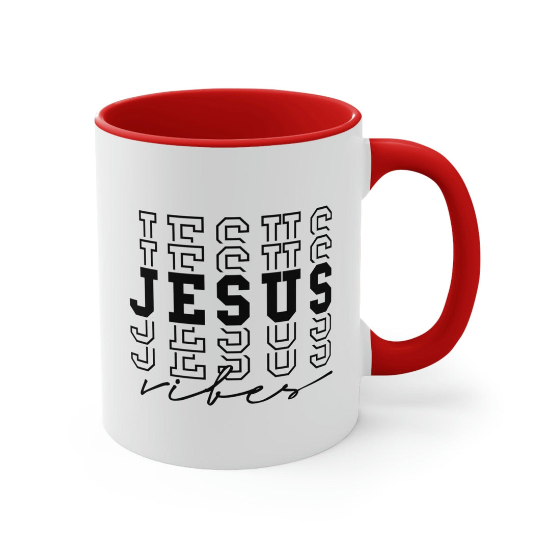 Two-tone Accent Ceramic Mug 11oz Jesus Vibes Christian Inspiration - Decorative