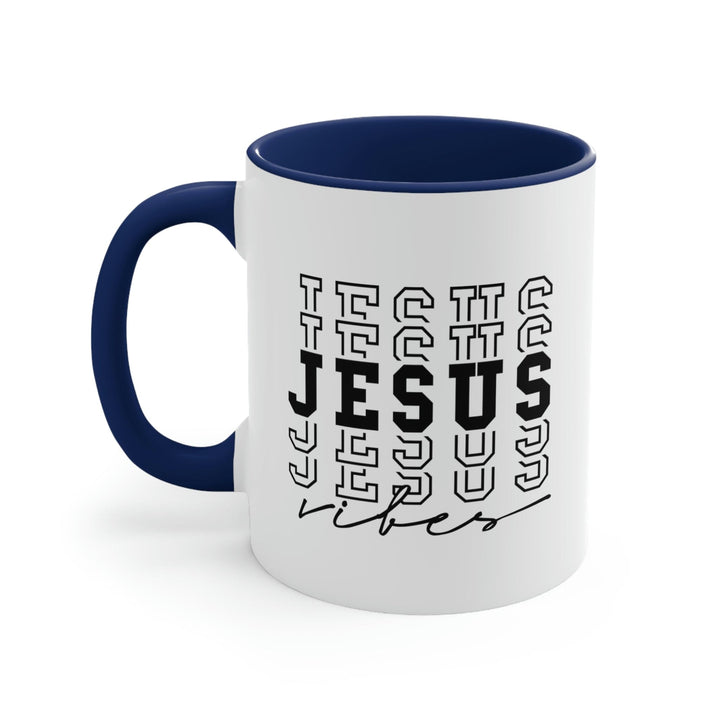 Two-tone Accent Ceramic Mug 11oz Jesus Vibes Christian Inspiration - Decorative