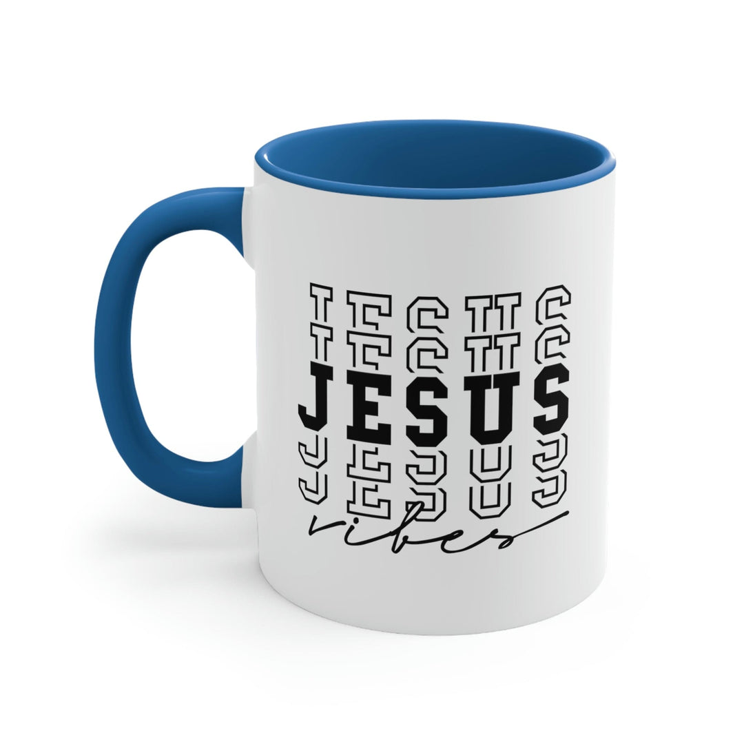 Two-tone Accent Ceramic Mug 11oz Jesus Vibes Christian Inspiration - Decorative