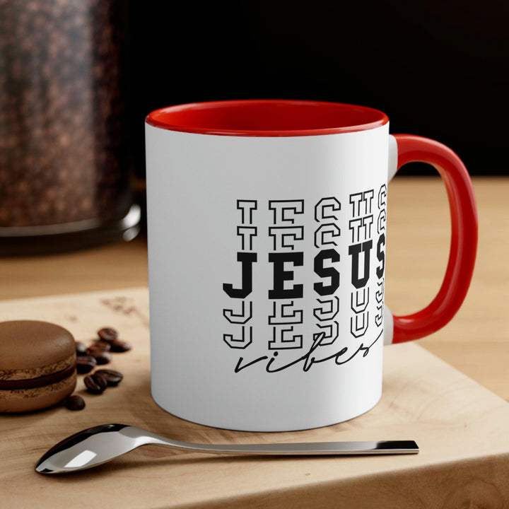 Two-tone Accent Ceramic Mug 11oz Jesus Vibes Christian Inspiration - Decorative