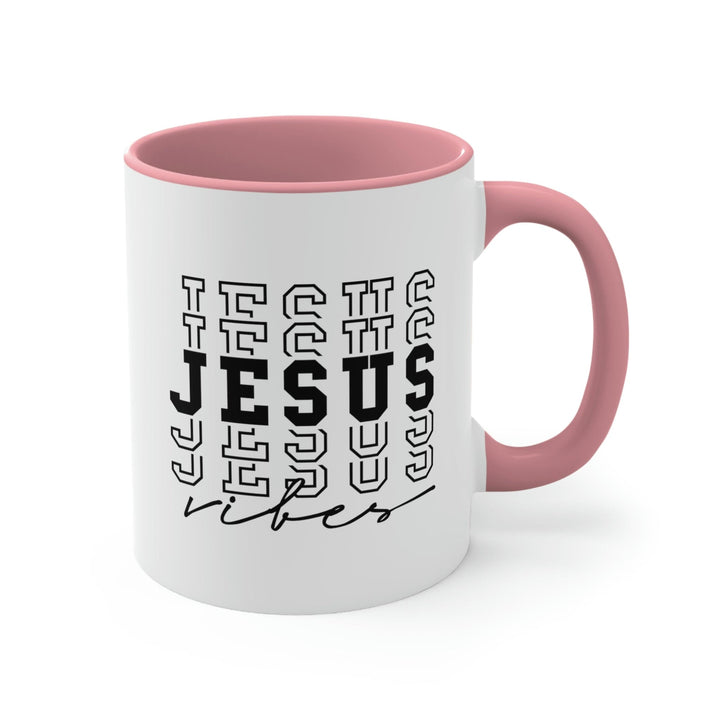 Two-tone Accent Ceramic Mug 11oz Jesus Vibes Christian Inspiration - Decorative