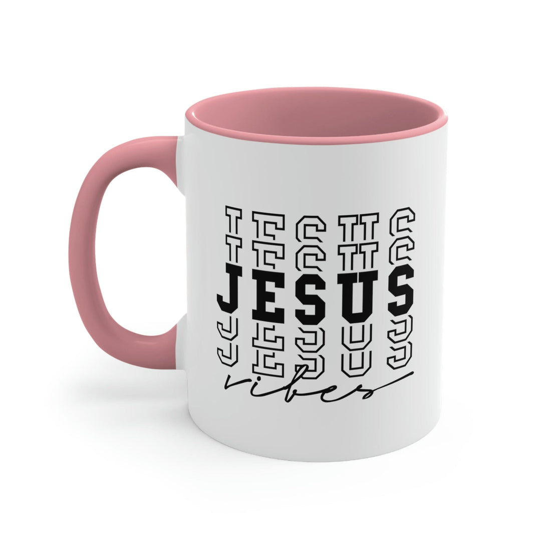 Two-tone Accent Ceramic Mug 11oz Jesus Vibes Christian Inspiration - Decorative